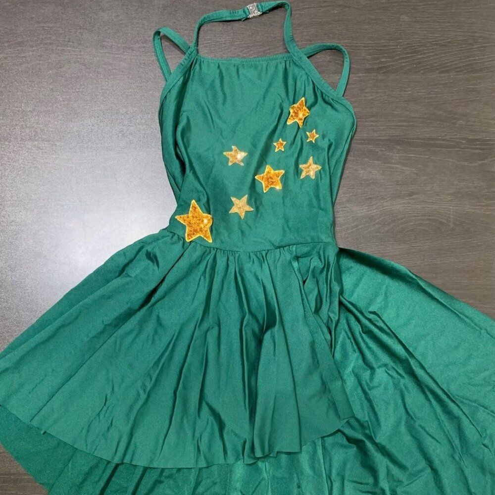 A Wish Come True Green Spandex Leotard with stars Dance Costume SA Adult Small